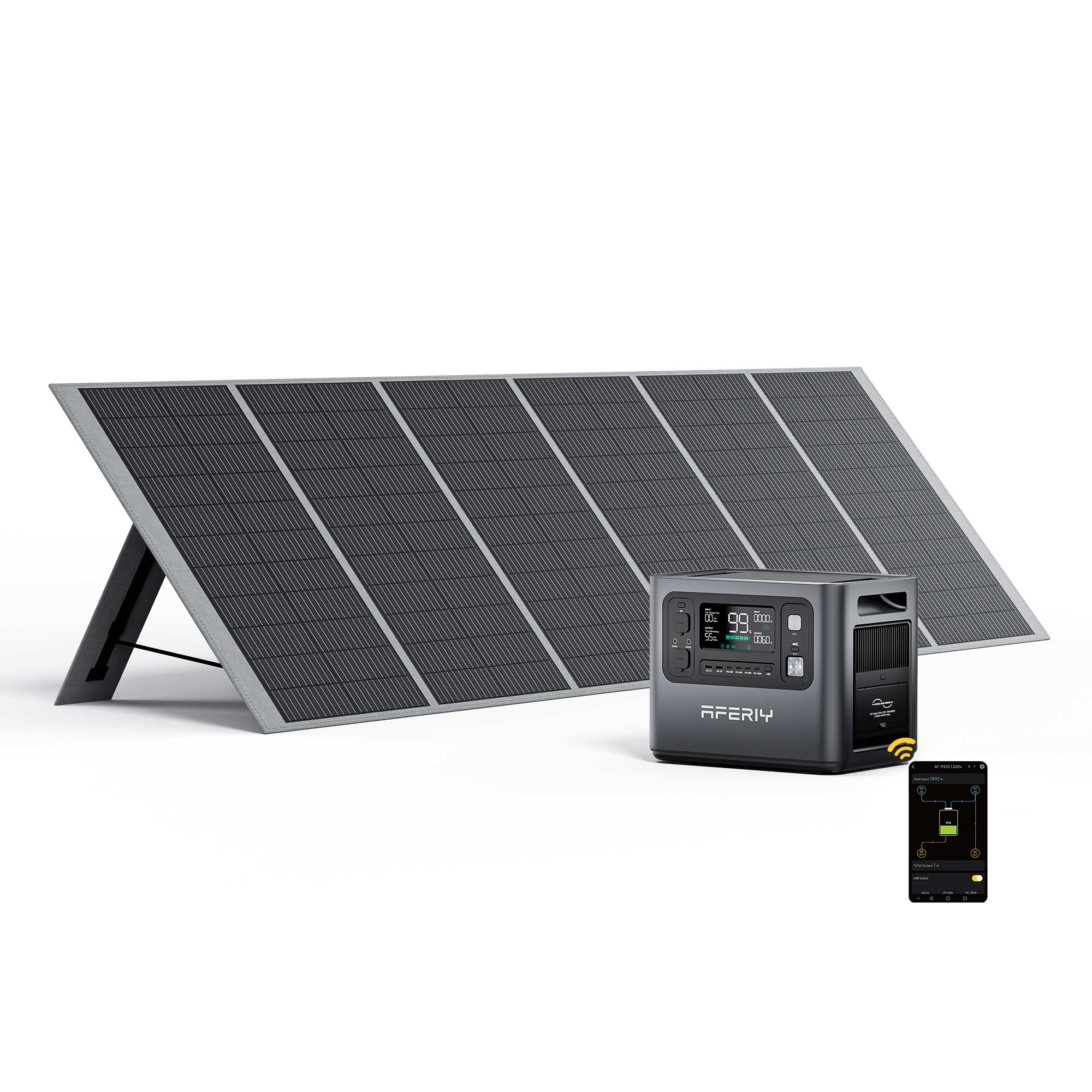 AFERIY P210 2400W グレー ポータブル電源 400W/200W ソーラーパネル セット