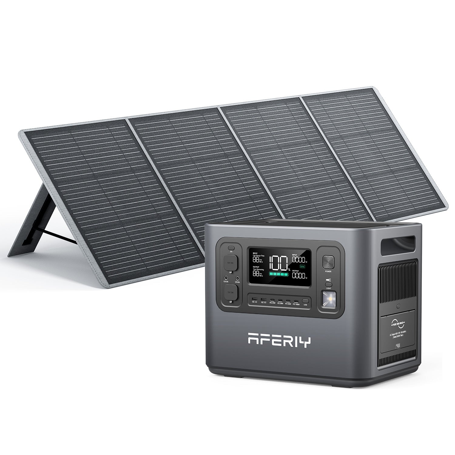 AFERIY P210 2400W グレー ポータブル電源 400W/200W ソーラーパネル セット