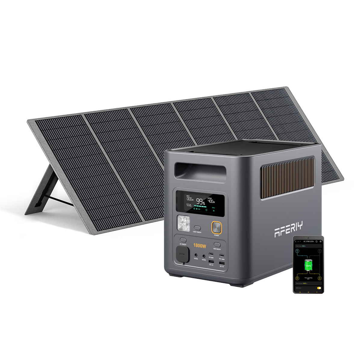 AFERIY Nomad1800 Pro ポータブル電源 400W/200W ソーラーパネル セット