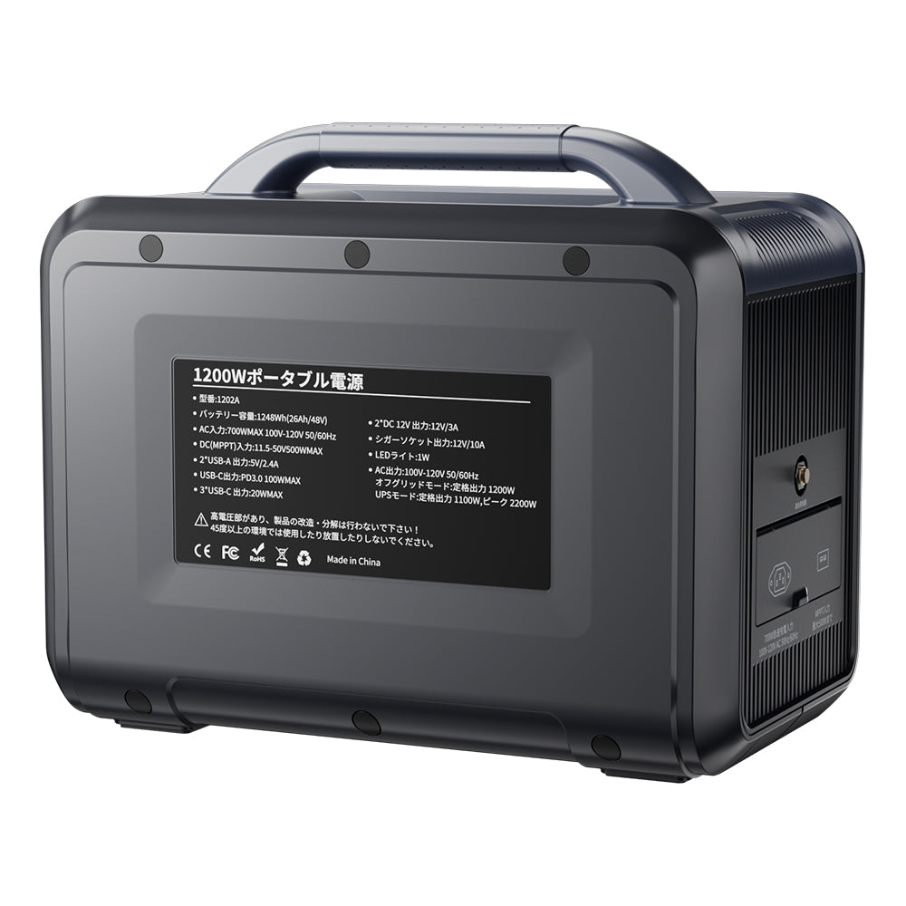 ポータブル電源 1152Wh大容量 押し開き AC出力(1800W) 家庭用