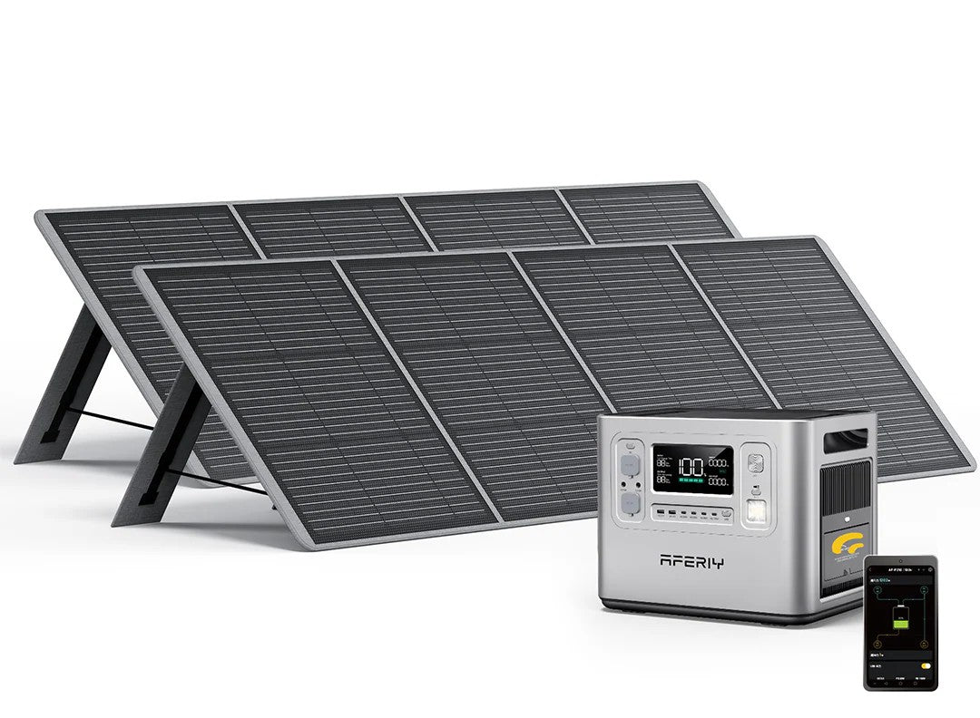 AFERIY P210 2400W シルバ ポータブル電源 400W/200W ソーラーパネル セット