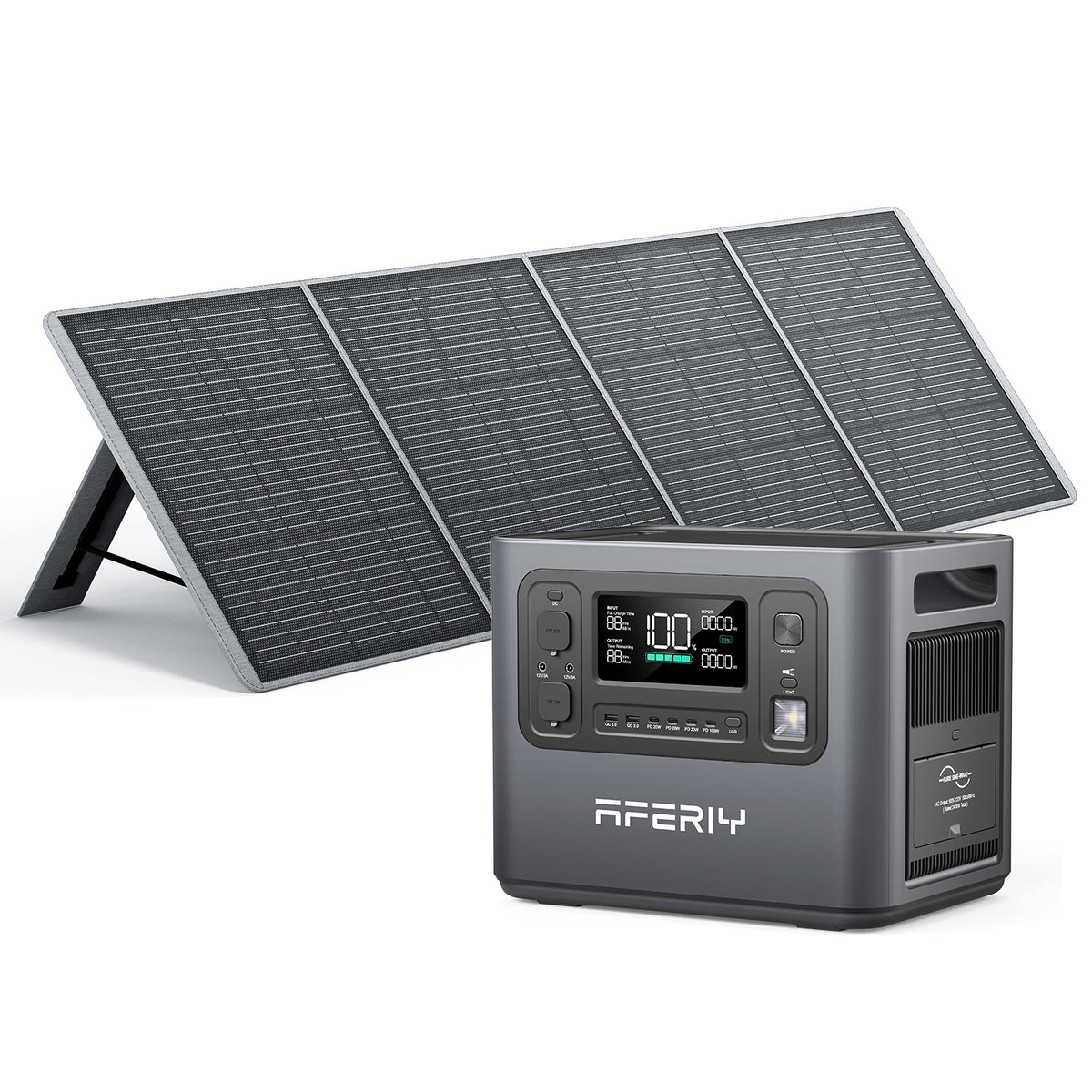 AFERIY P210 2400W グレー  ポータブル電源 400W/200W ソーラーパネル セット