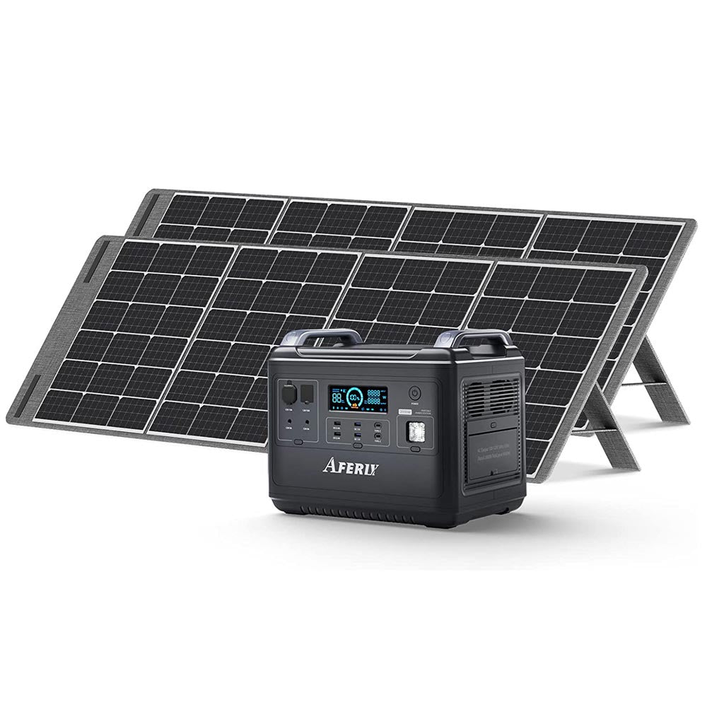 AFERIY Solar Generator 2001Aポータブル電源 AF-S200 ソーラーパネル セット - 2000W+200W*2